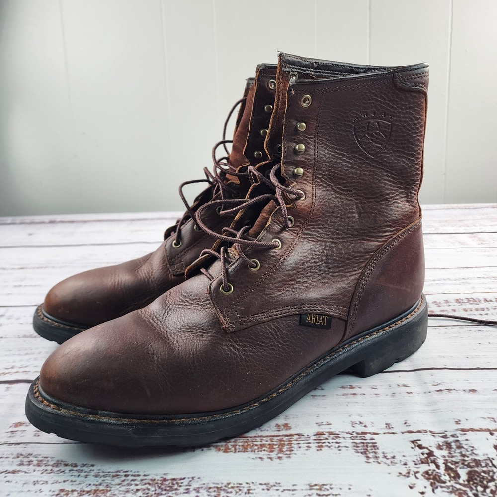 Ariat Cascade 8 Work Boots Men's 13 EE Wide Brown Leather Lace Up ATS